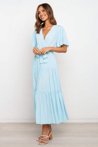 Gwendolen | Women's V-Neck Maxi Dress in Light Blue