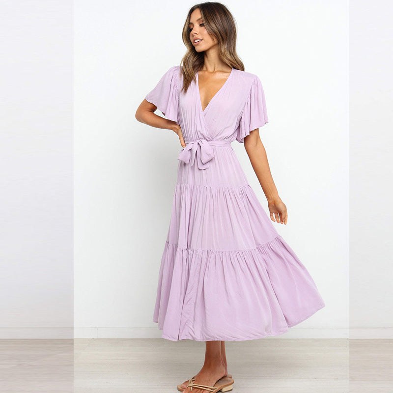 Gwendolen | Women's V-Neck Maxi Dress in Light Purple