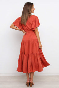 Gwendolen | Women's V-Neck Maxi Dress in Wassermelonen Red