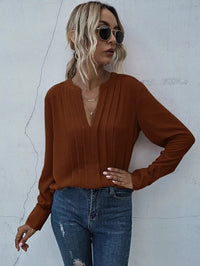 Gwendolen | Women's Pleated V-Neck Blouse in Red