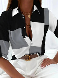 Gwyneth | Women's Printed Button Down Blouse in Gray