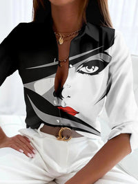 Gwyneth | Women's Printed Button Down Blouse in White