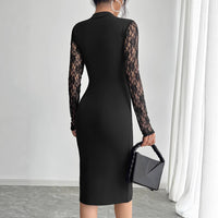 Hadley | Women's Asymmetric Lace Elegant Dress in Black