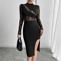 Hadley | Women's Asymmetric Lace Elegant Dress in Black