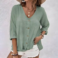Hadley | Women's Relaxed Button-Up Blouse in Green