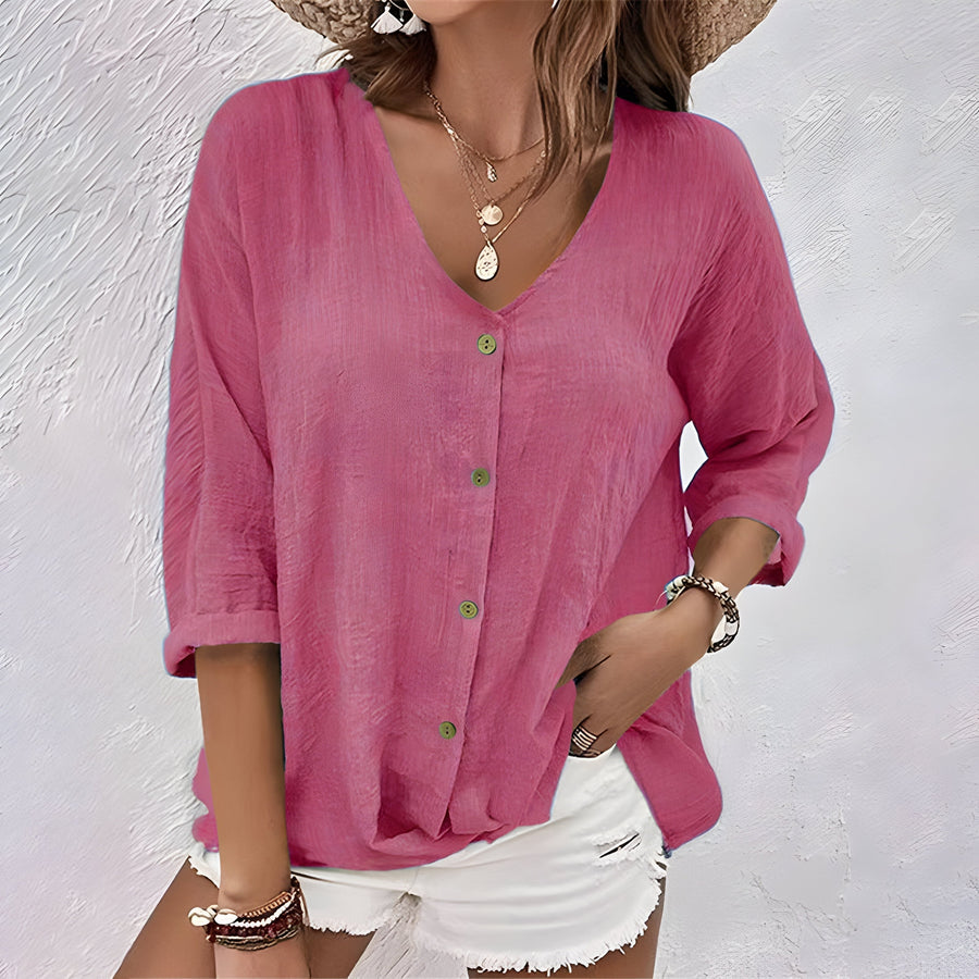 Hadley | Women's Relaxed Button-Up Blouse in Pink