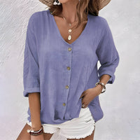 Hadley | Women's Relaxed Button-Up Blouse in Purple