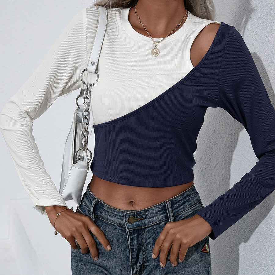 Halcyon | Women's Asymmetric Long Sleeve Top in Midnight Blue
