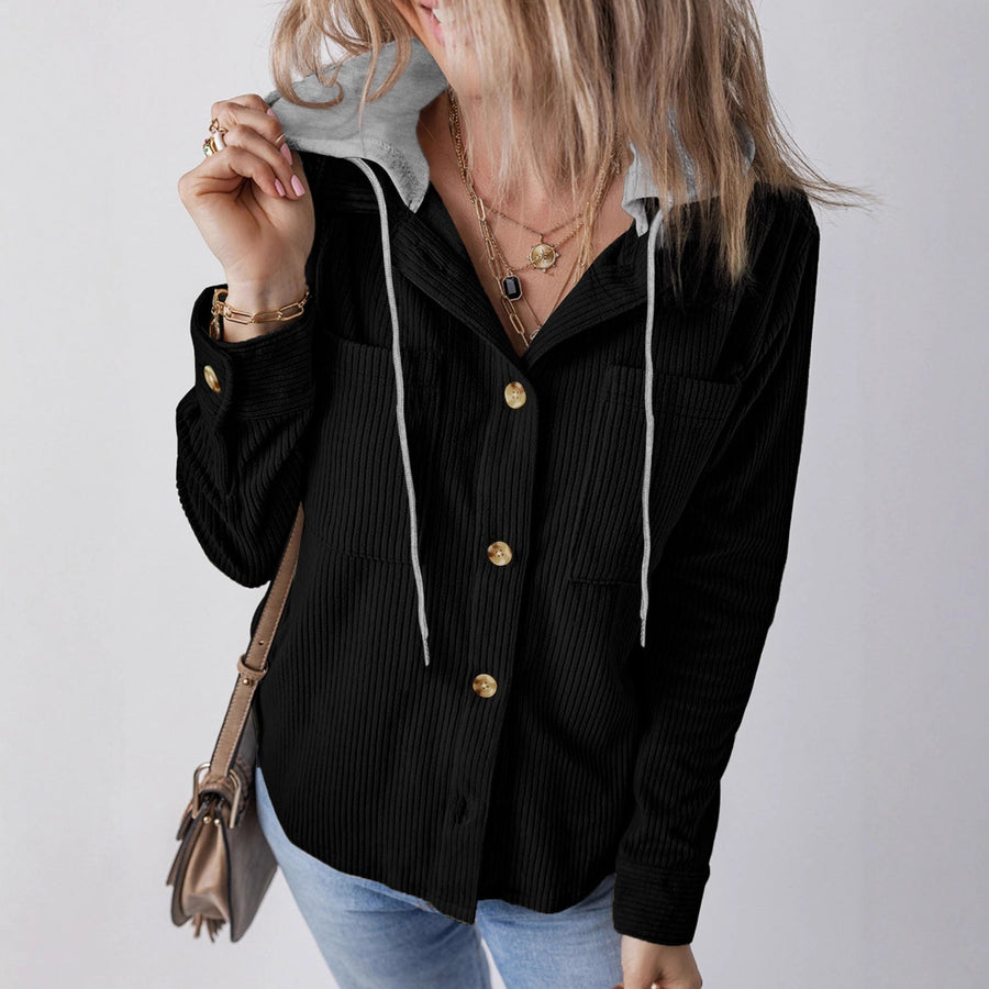 Halfrida | Women's Hooded Shirt in Black