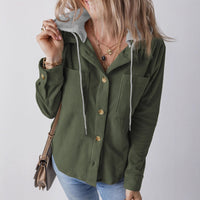 Halfrida | Women's Hooded Shirt in Olive Green