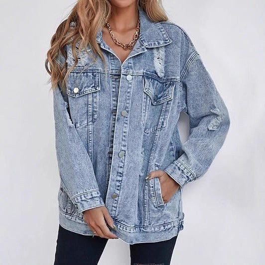 Halima | Women's Oversized Denim Jacket in Light Blue