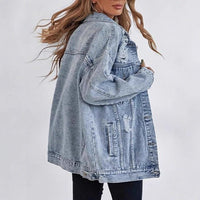 Halima | Women's Oversized Denim Jacket in Light Blue
