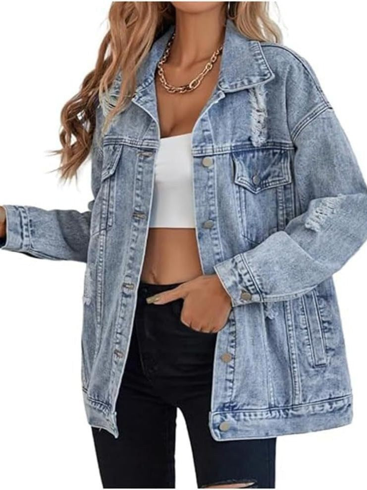 Halima | Women's Oversized Denim Jacket in Light Blue