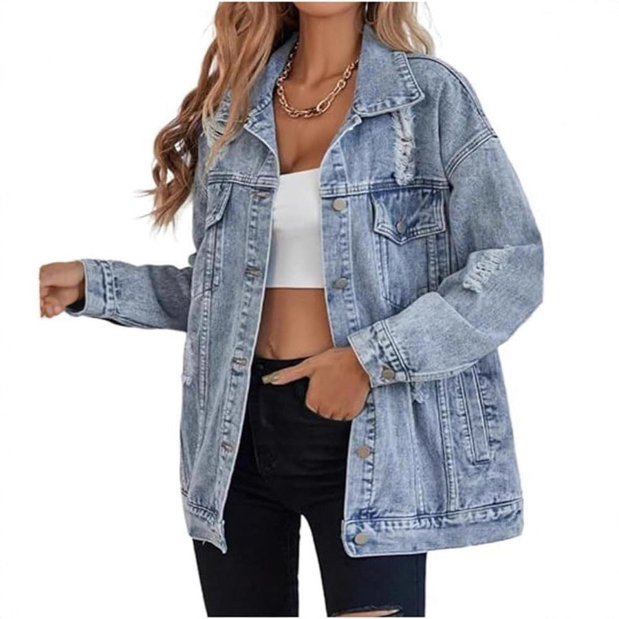 Halima | Women's Oversized Denim Jacket in Light Blue