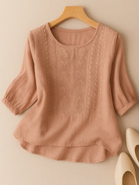 Halina | Women's Relaxed Fit with Embroidered Design Blouse in Peach