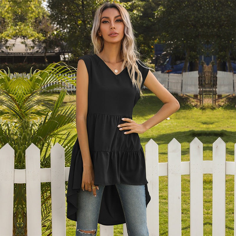 Haralda | Women's Asymmetric Voluminous Top in Black