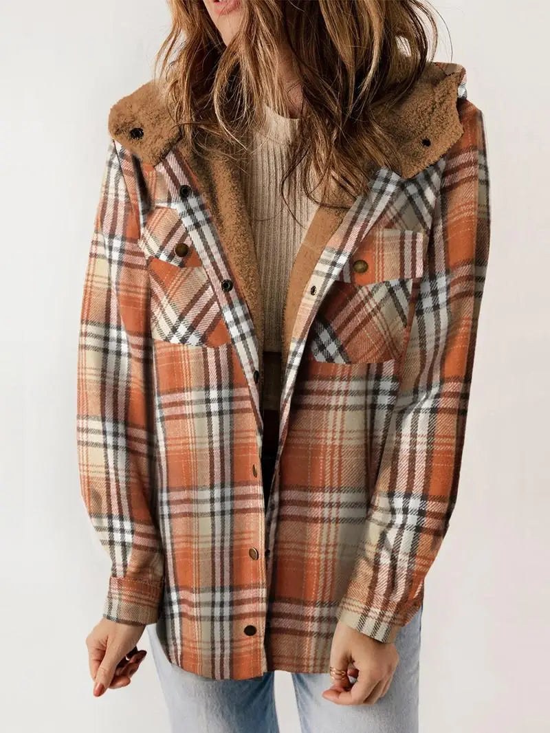 Harriette | Women's Centered Button-front Opening Jacket in Orange