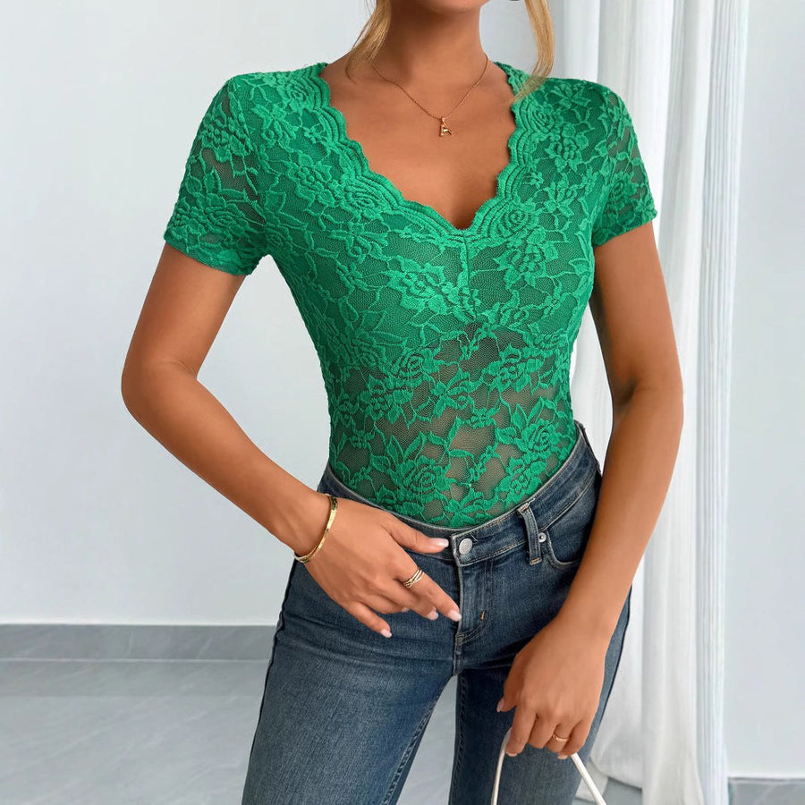 Hattie | Women's V-Neck Lace Elegant Top