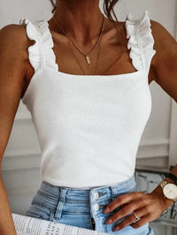 Hedwig | Women's Ruffle Strap Cropped Blouse in White