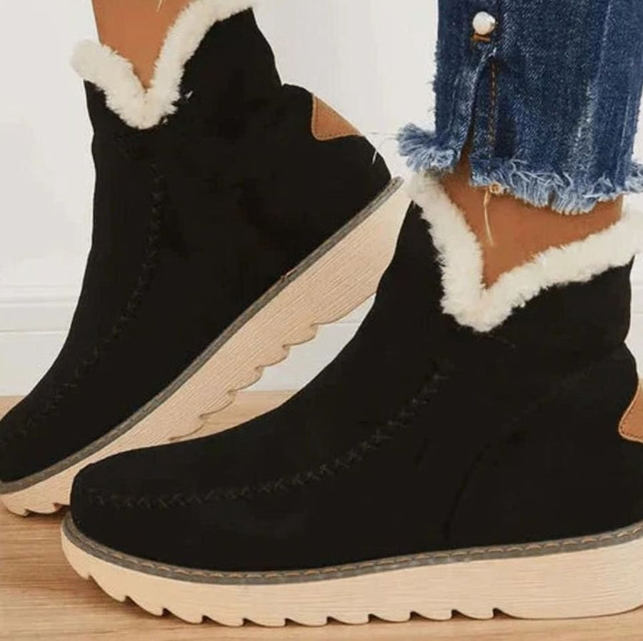 Heidi | Women's Faux-Fur Lined Warm Winter Ankle Boots in Black