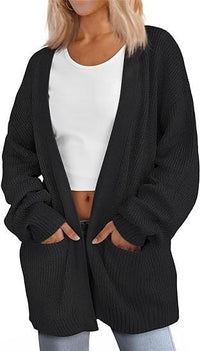 Heidi | Women's Pockets Knit Cardigan in Black