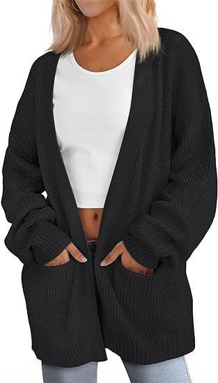 Heidi | Women's Pockets Knit Cardigan in Black
