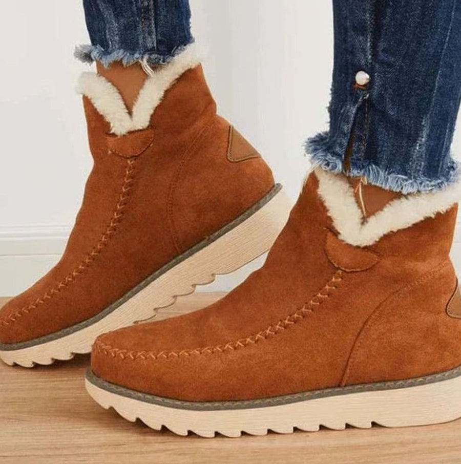 Heidi | Women's Faux-Fur Lined Warm Winter Ankle Boots in Brown
