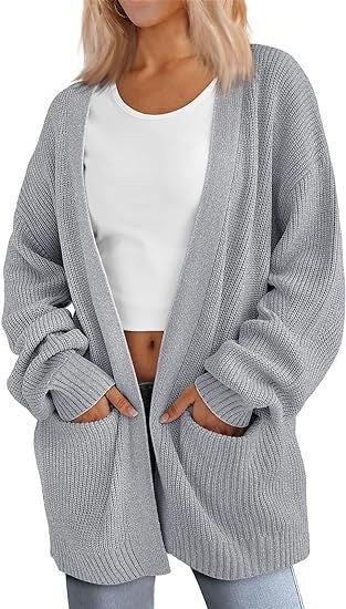 Heidi | Women's Pockets Knit Cardigan in Gray