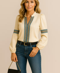 Helena | Women's Ruffled V-Neck Blouse