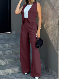 Helena | Women's Elegant Modern Two-Piece Set in Dark Red