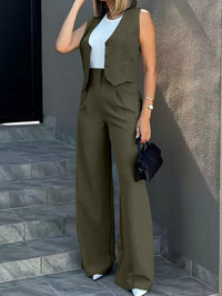 Helena | Women's Elegant Modern Two-Piece Set in Olive Green