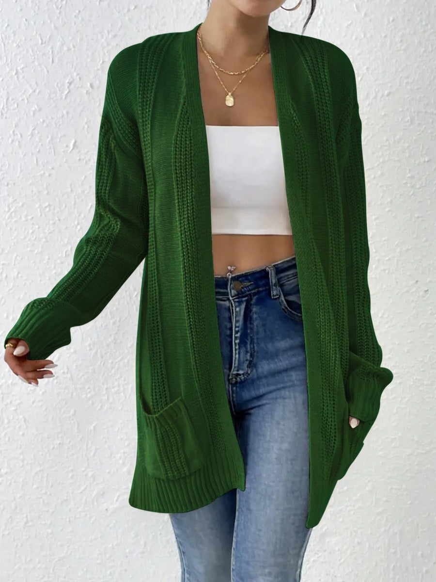 Helena | Women's Pockets Knit Cardigan in Olive Green