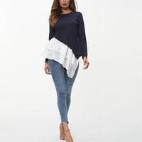 Helewise | Women's Asymmetric Ruffle Sweatshirt