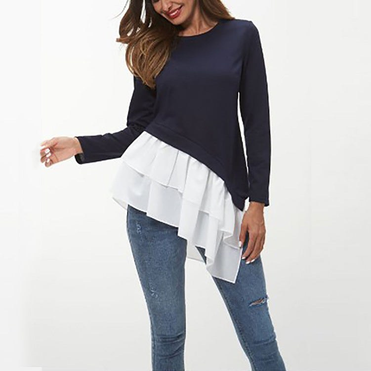 Helewise | Women's Asymmetric Ruffle Sweatshirt