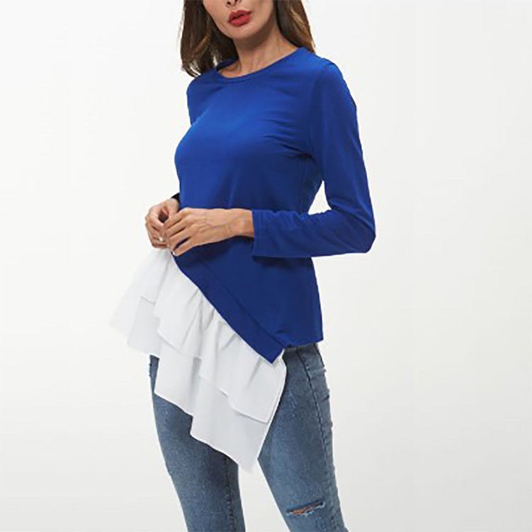 Helewise | Women's Asymmetric Ruffle Sweatshirt