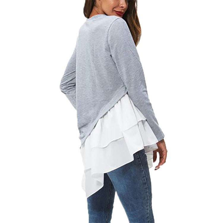 Helewise | Women's Asymmetric Ruffle Sweatshirt