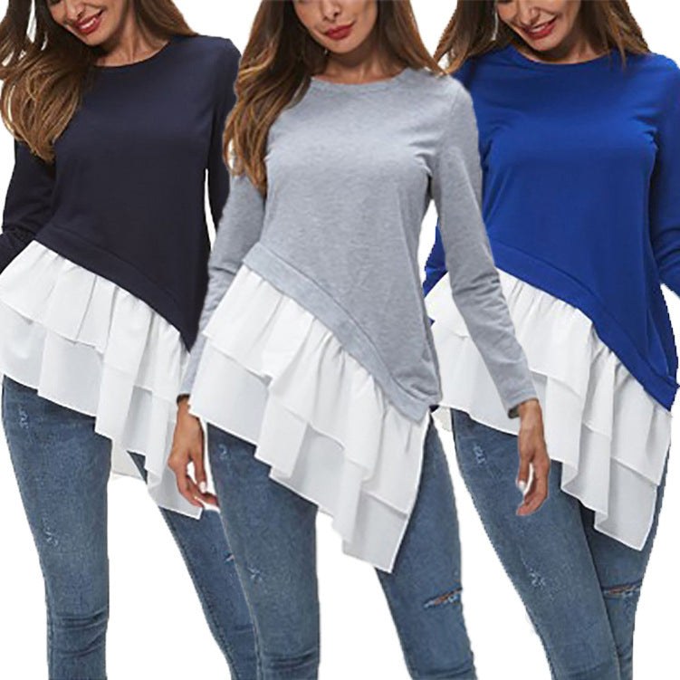Helewise | Women's Asymmetric Ruffle Sweatshirt