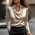 Heloise | Women's Shiny Collared V-Neck Blouse