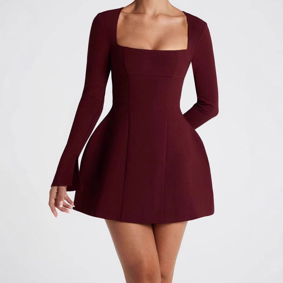 Heloise | Women's Elegant Mini Dress in Burg Er Red