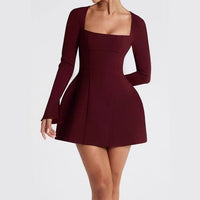 Heloise | Women's Elegant Mini Dress in Burg Er Red
