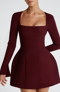 Heloise | Women's Elegant Mini Dress in Burg Er Red