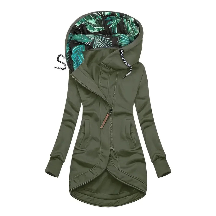Helvia | Women's Contrast Printed Lining Jacket in Green