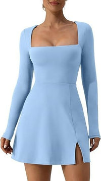 Henrietta | Women's Elegant Chic Mini Dress in Sky Blue