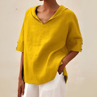 Hermione | Women's Short Sleeve V Neck Blouse in Yellow