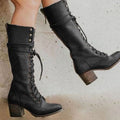 Hilary | Women's Lace-Up Block Heel Knee-High Boots