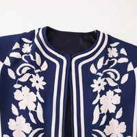 Hilda | Women's Floral Elegant Jacket in Dark Blue