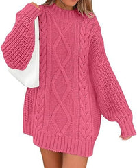Hilda | Women's Asymmetric Knit Sweater in Dark Pink