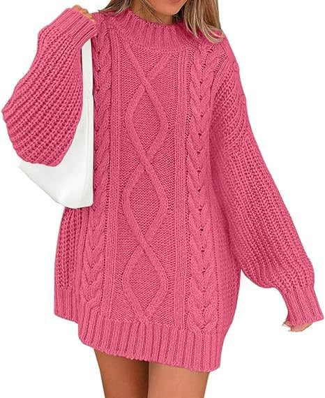 Hilda | Women's Asymmetric Knit Sweater in Dark Pink