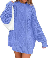 Hilda | Women's Asymmetric Knit Sweater in Light Blue