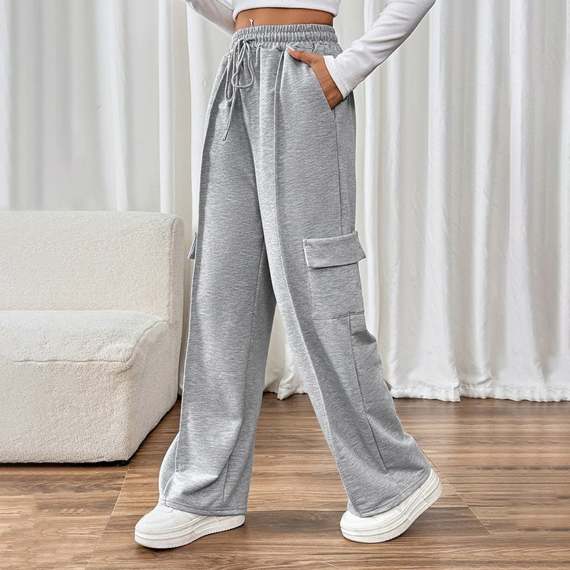 Hildeburg | Women's Elastic Waist Pockets Comfortable Pants – Dress Pants in Gray